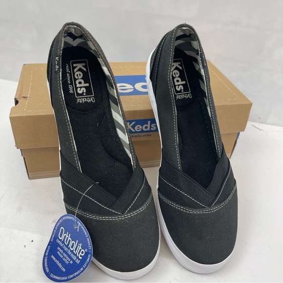 Keds Women’s Whimsy Slip-On Shoes Black Size 7.5M Ortholite Comfort Casual Flats - Picture 1 of 11